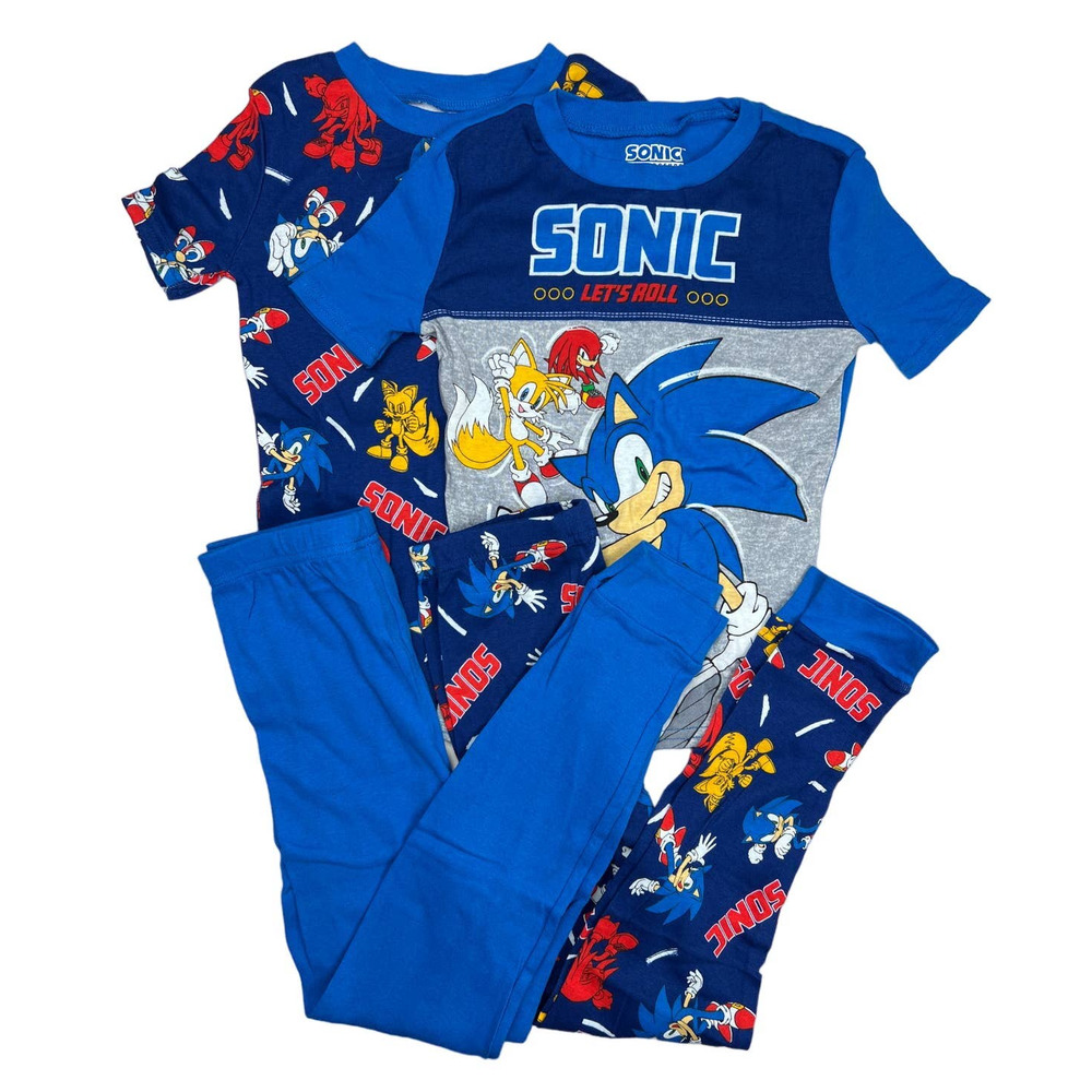 Medium 8 Kid Boys Sonic Hedgehog 4pcs T-Shirt Tops Pants Pajama PJ Sleepwear Set